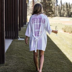 Sequin white bridal robe - wedding day vibes